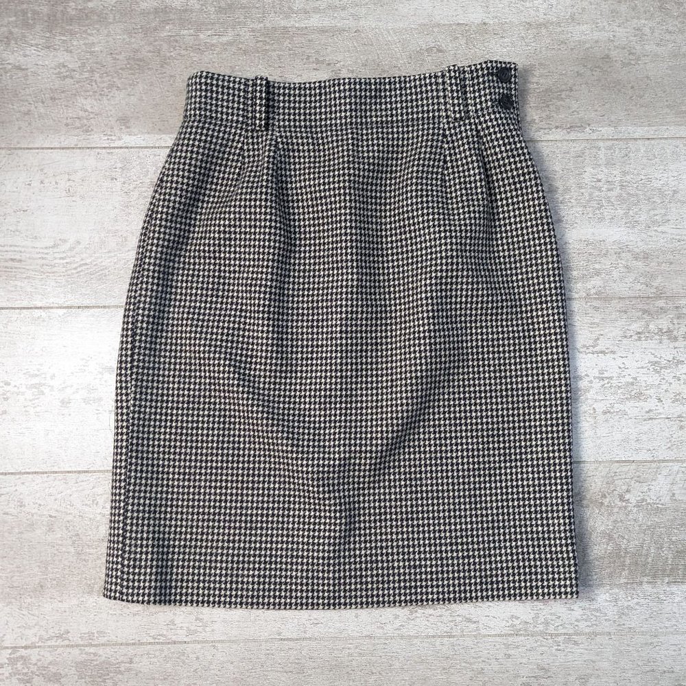 VTG Basco All American Sportswear Pencil Skirt Size 12 100% Wool Houndstooth